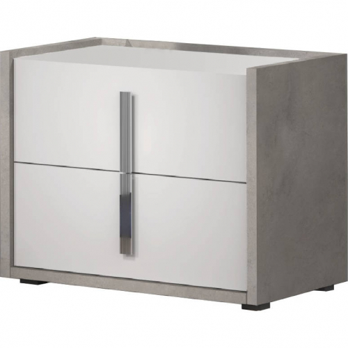 Ada Nightstand in Cement Grey Finish & White Lacquer